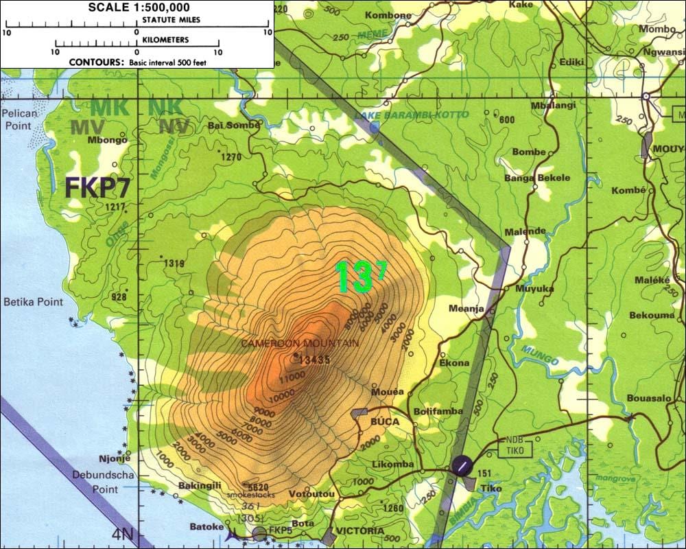Dağlar Kamerun xəritə